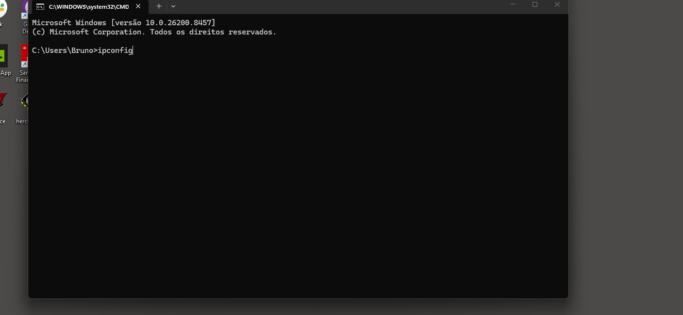 Comando ipconfig no CMD